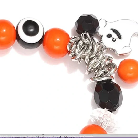 Charm Bracelets Halloween Bracelets Ghost Pumpkin Stretch Beaded Bracelet - Picture 5 of 6